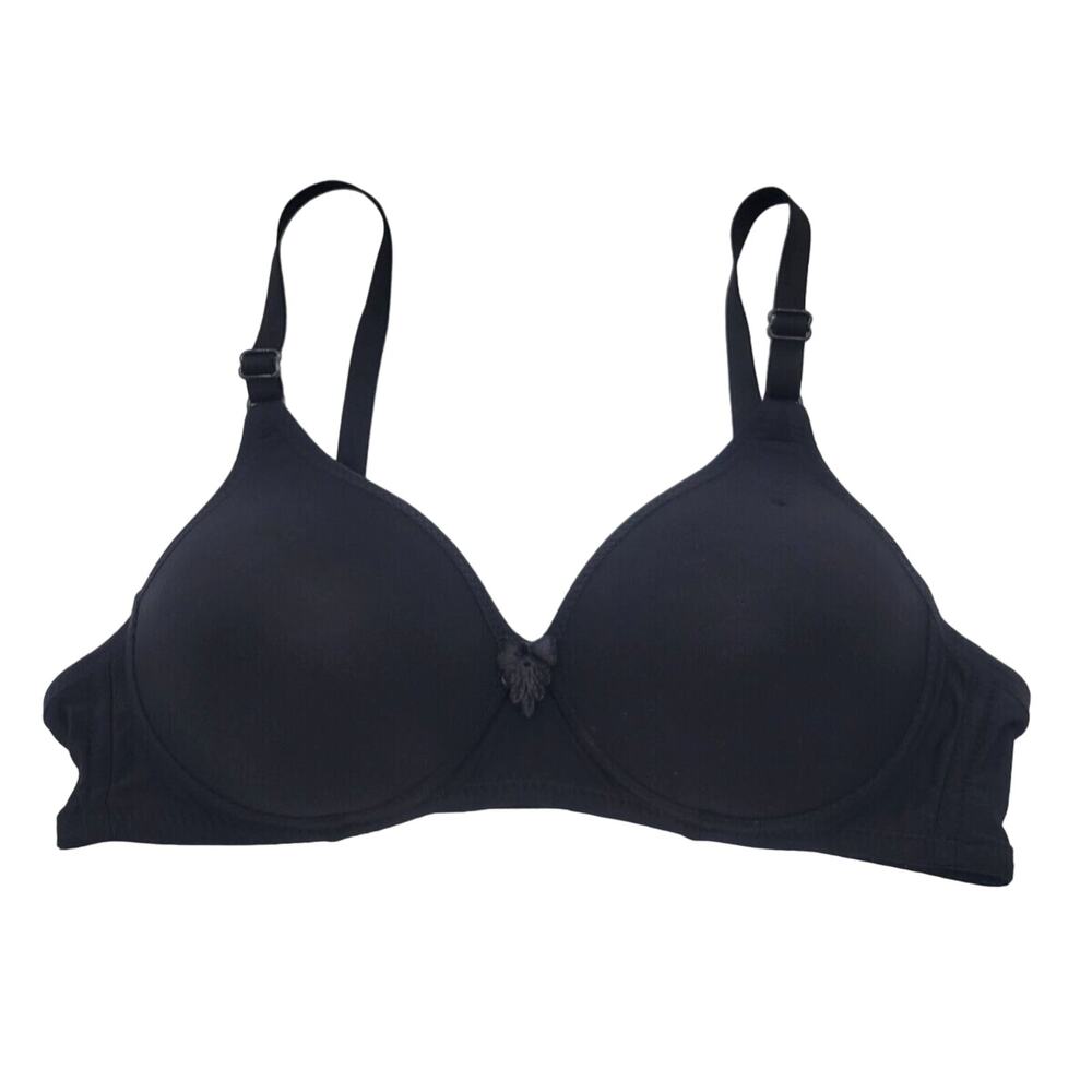 Gaiyi wire free T-Shirt Bra Black Full Coverage Adjustable Straps Size 34A